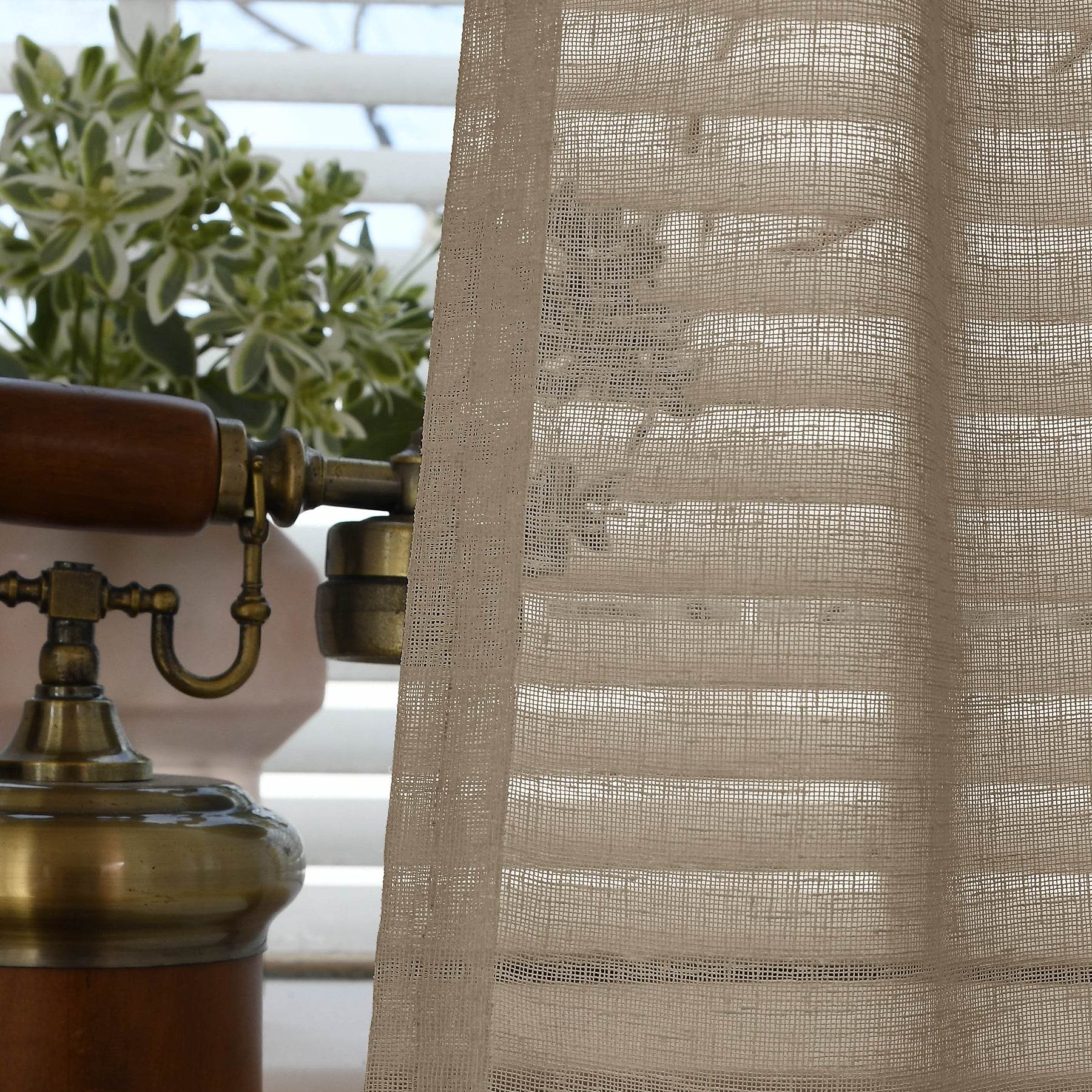 B01 Linen Textured Airy Sheer Curtain Pinch Pleat - Cololeaf