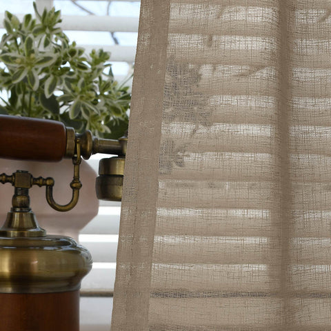 B01 Linen Textured Airy Sheer Curtain Pinch Pleat - Cololeaf