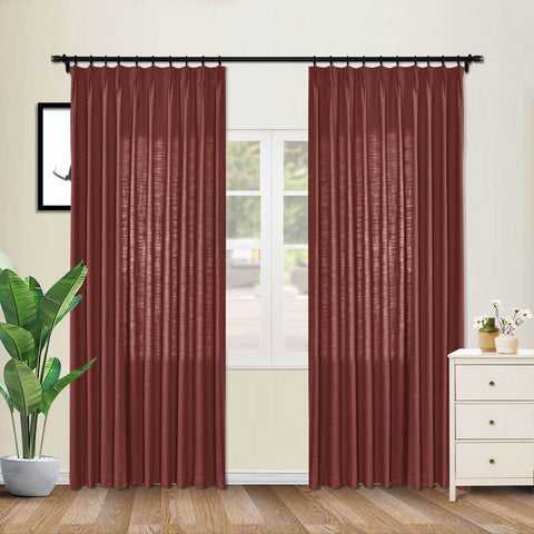 1908 Linen Blend Unlined Breathable & Natural Curtain Pinch Pleat - Cololeaf