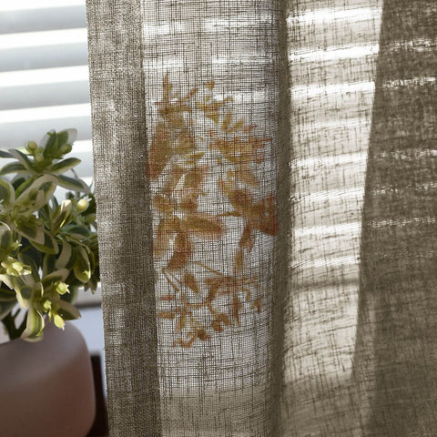B01 Linen Textured Airy Sheer Curtain Pinch Pleat - Cololeaf