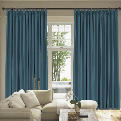 Capri Extra Wide Drape Solid Cotton Heavyweight Curtain Blackout Pinch Pleat - Cololeaf