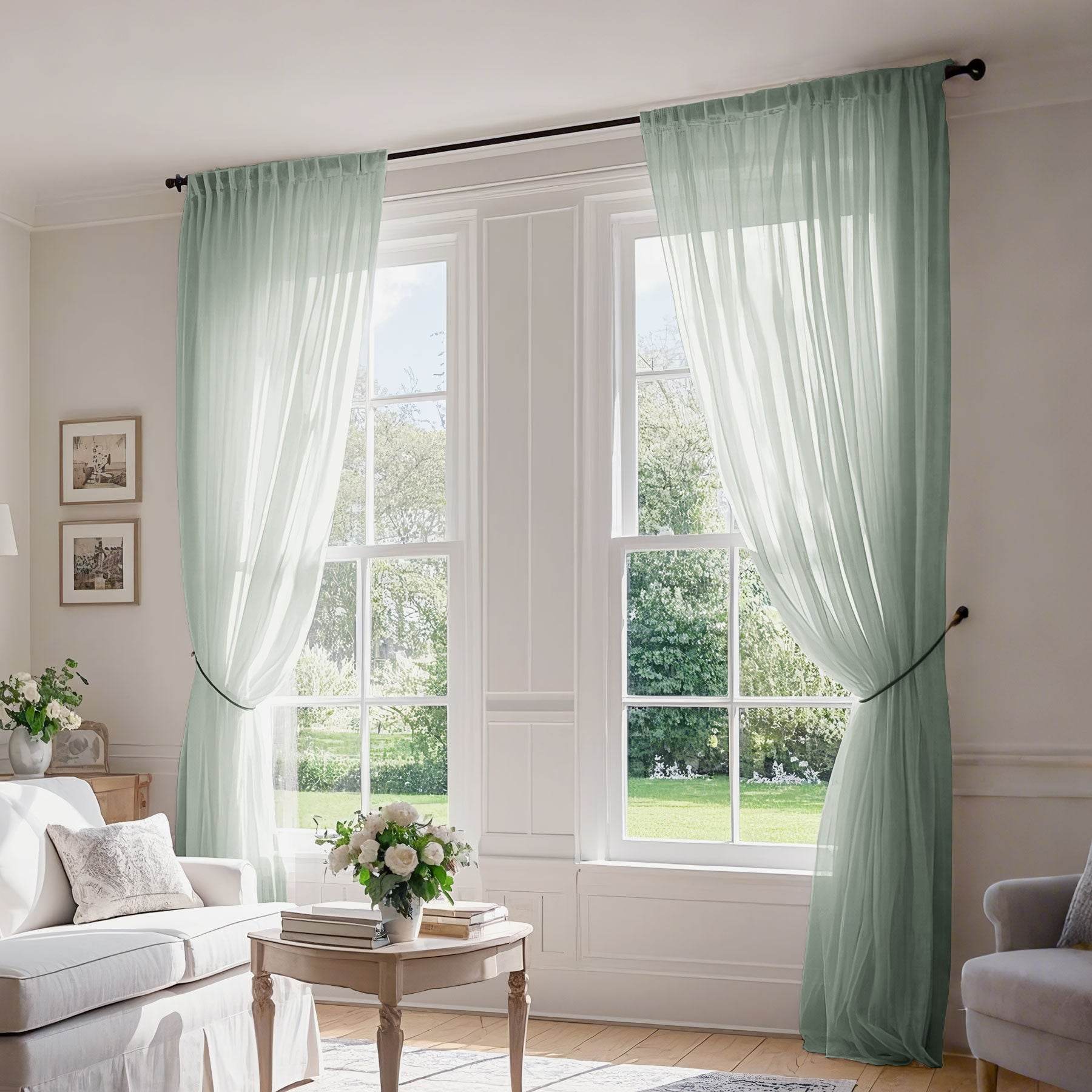 B01 Linen Textured Airy Sheer Curtain Pinch Pleat - Cololeaf