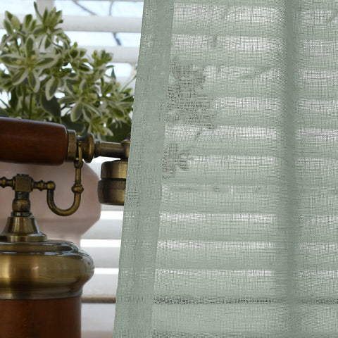 B01 Linen Textured Airy Sheer Curtain Pinch Pleat - Cololeaf
