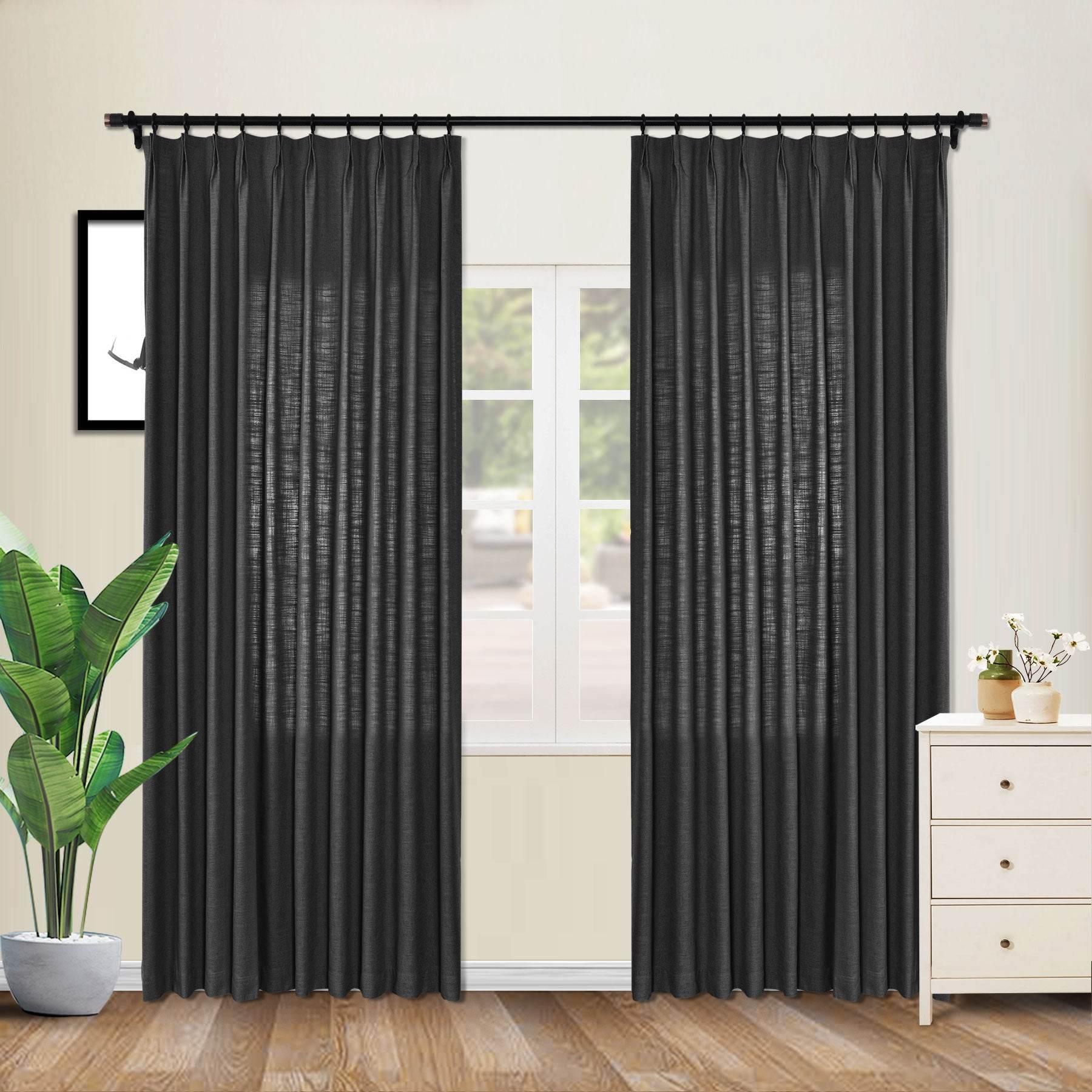 1908 Linen Blend Unlined Breathable & Natural Curtain Pinch Pleat - Cololeaf