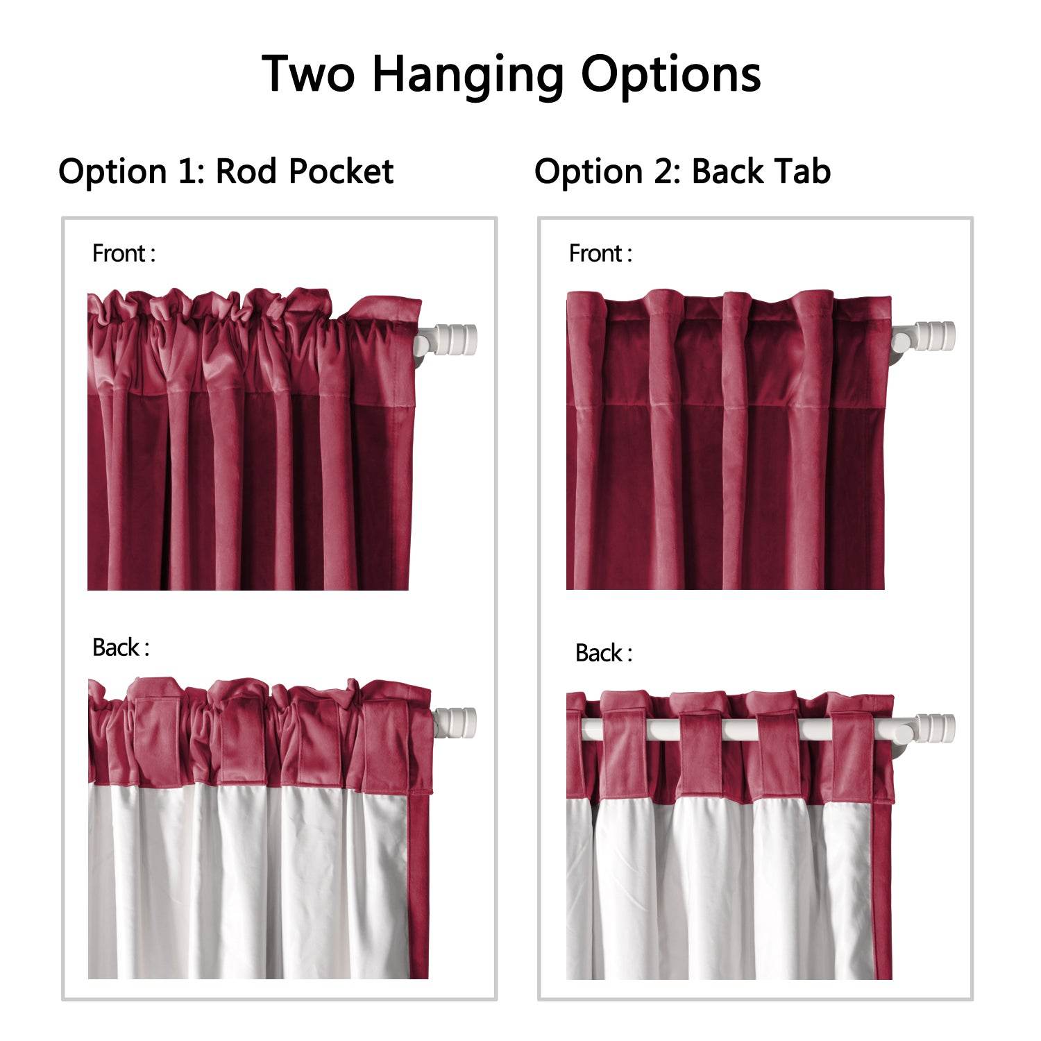 MJ11 Soft Soundproof Luxury Velvet Blackout Drapes Back Tab and Rod Pocket - Cololeaf