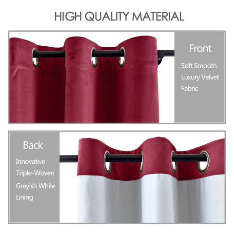 MJ11 Extra Long Soft Velvet Blackout Drapes For Loft Living Room Grommet - Cololeaf