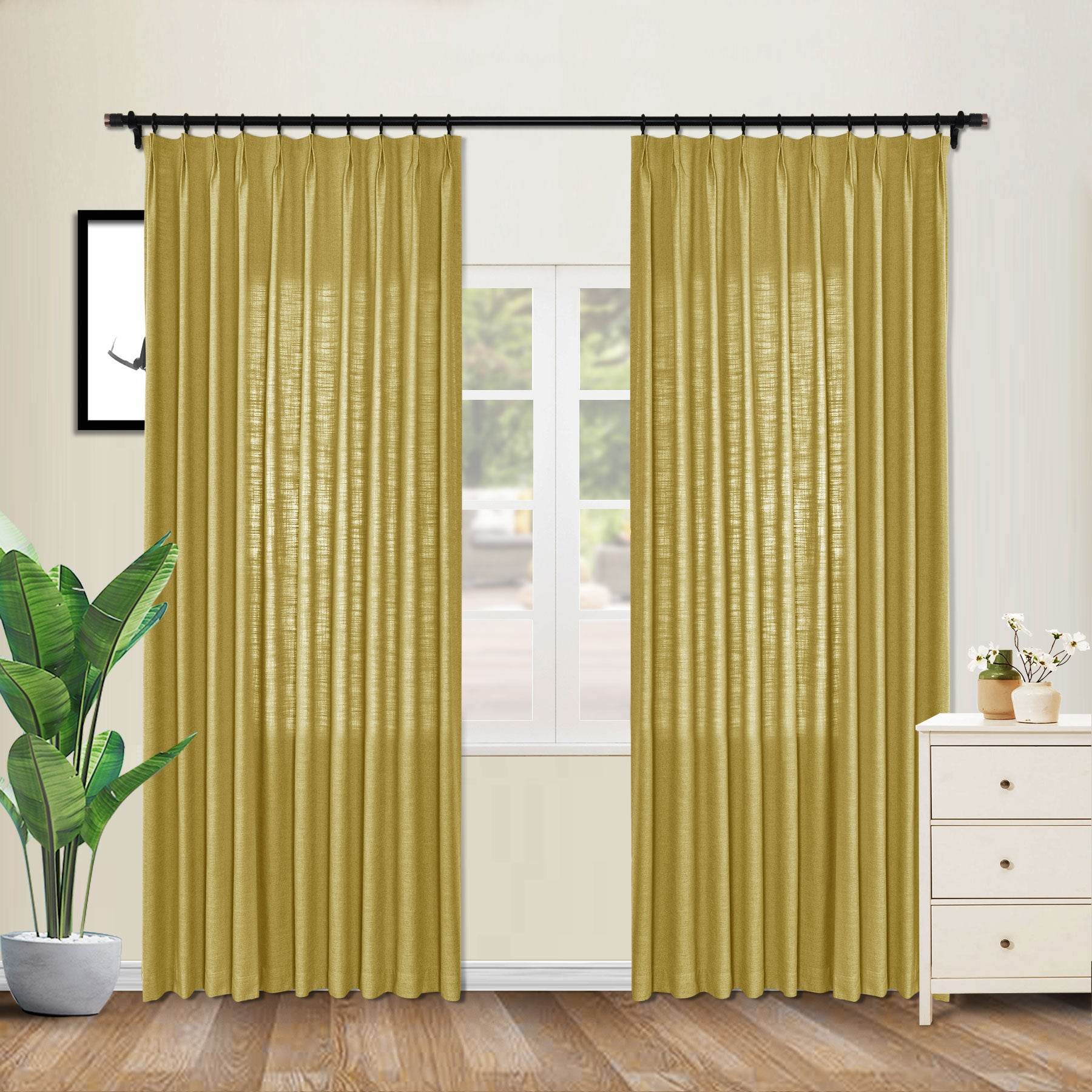 1908 Linen Blend Unlined Breathable & Natural Curtain Pinch Pleat - Cololeaf