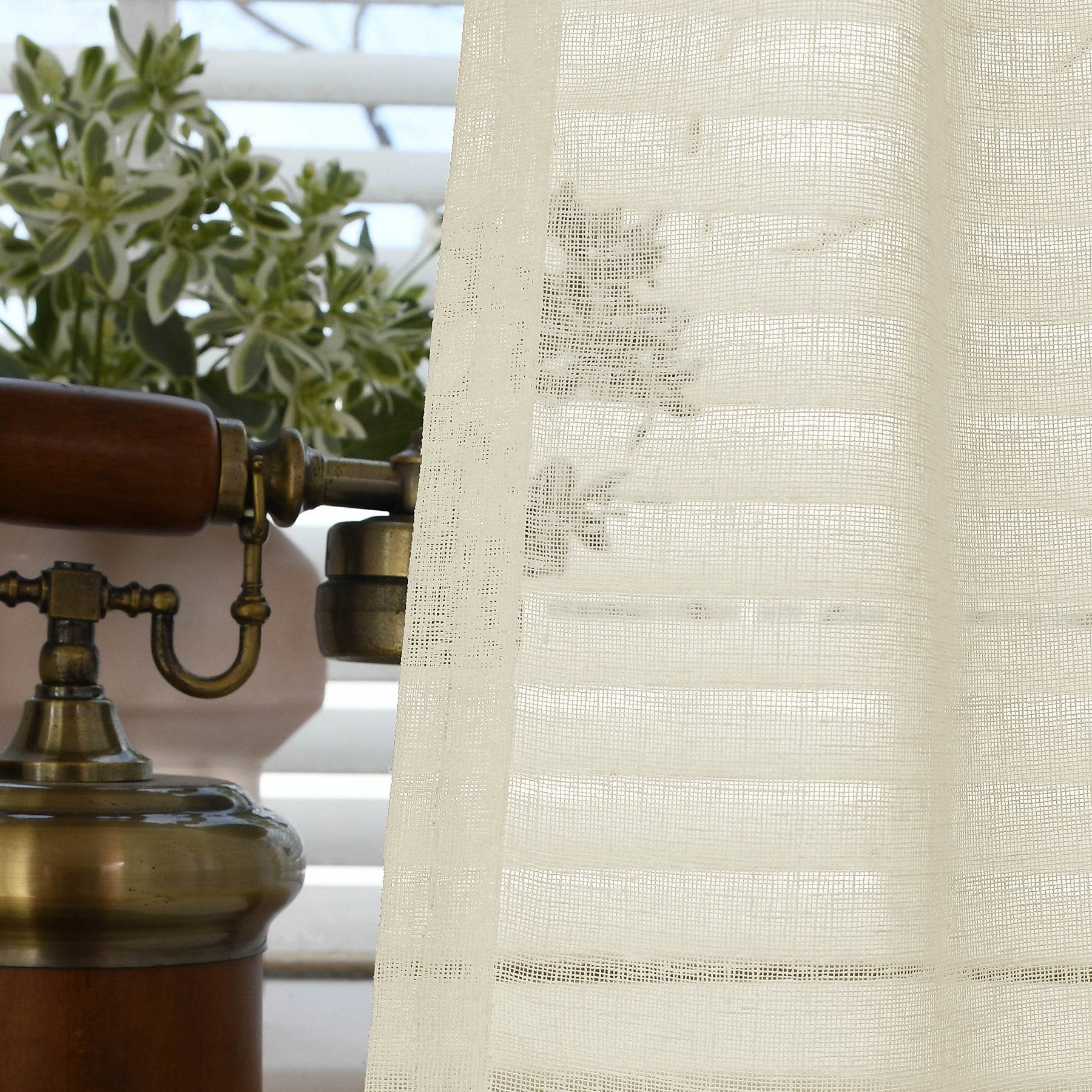 B01 Linen Textured Airy Sheer Curtain Pinch Pleat - Cololeaf