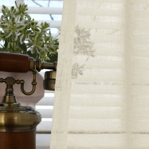 B01 Linen Textured Airy Sheer Curtain Pinch Pleat - Cololeaf
