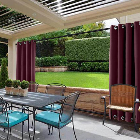 Rose Outdoor Curtains Waterproof Thermal Insulated Blackout Grommets At The Top and Bottom - Cololeaf