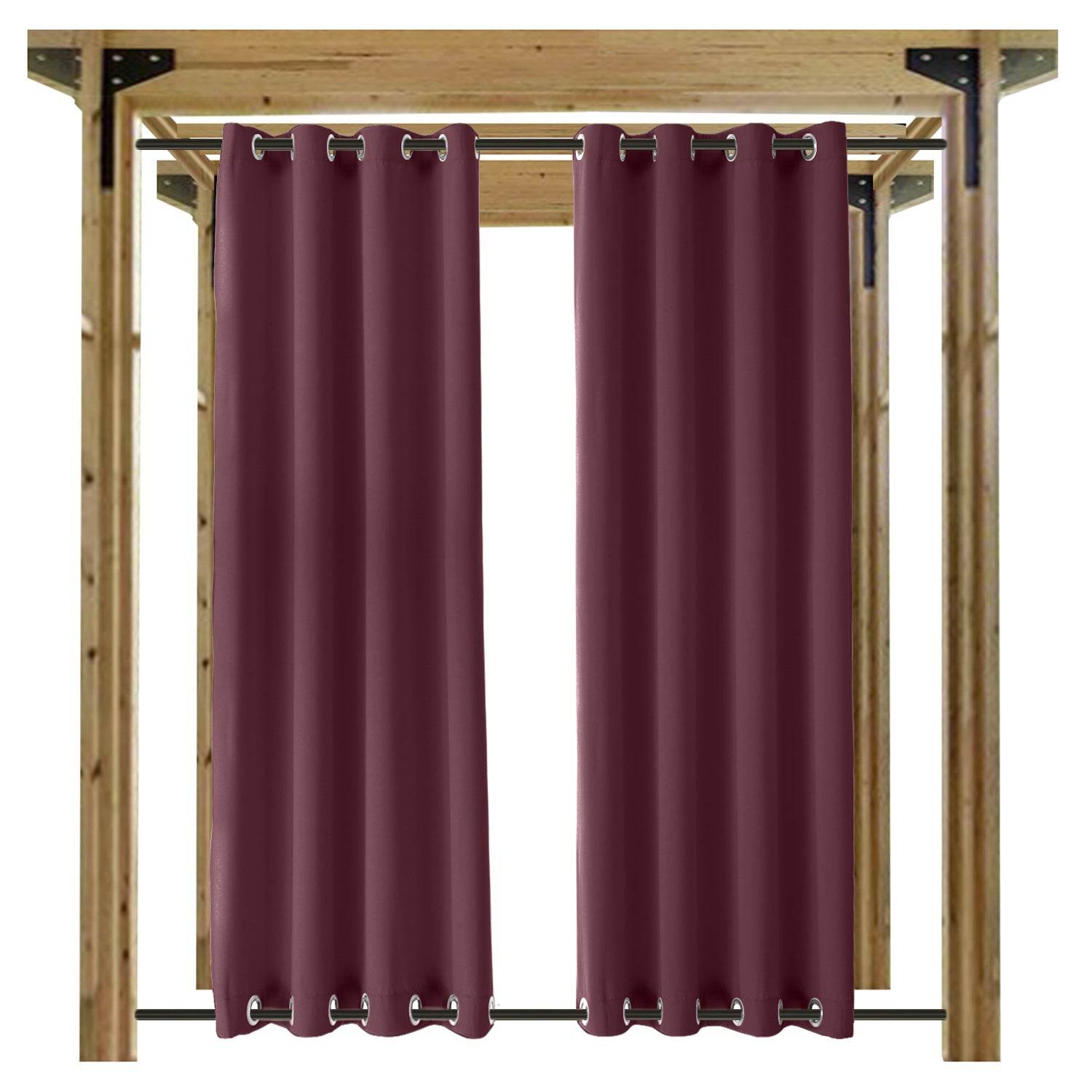 Rose Outdoor Curtains Waterproof Thermal Insulated Blackout Grommets At The Top and Bottom - Cololeaf