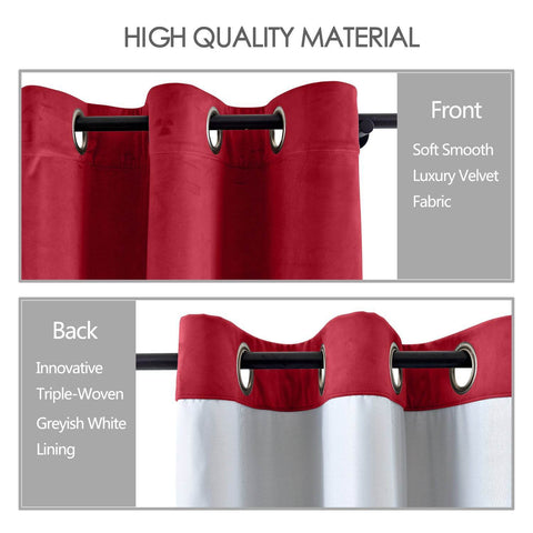 MJ11 Extra Long Soft Velvet Blackout Drapes For Loft Living Room Grommet - Cololeaf
