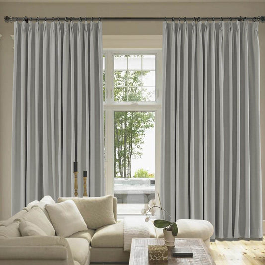 Capri Extra Wide Drape Solid Cotton Heavyweight Curtain Blackout Pinch Pleat - Cololeaf