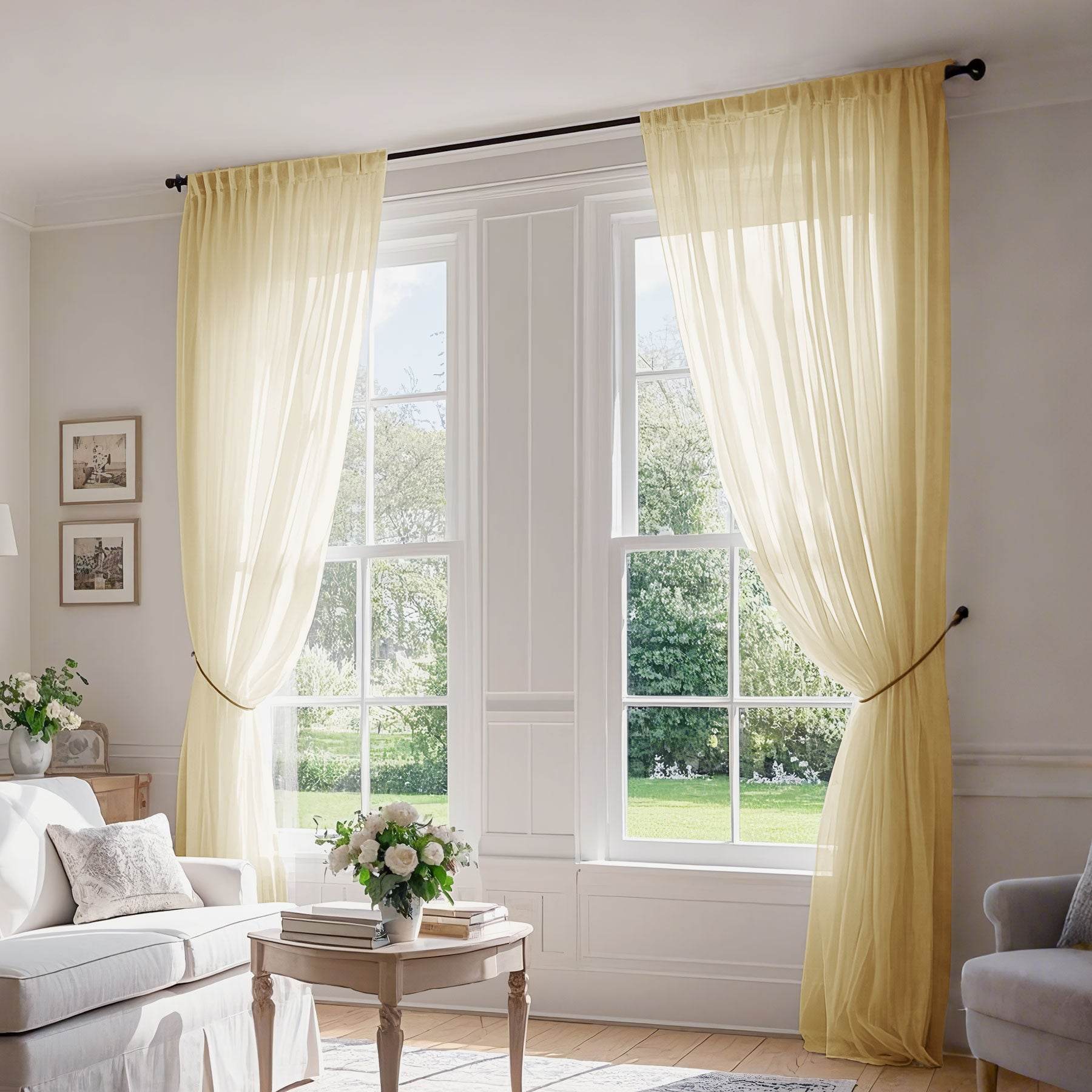 B01 Linen Textured Airy Sheer Curtain Pinch Pleat - Cololeaf