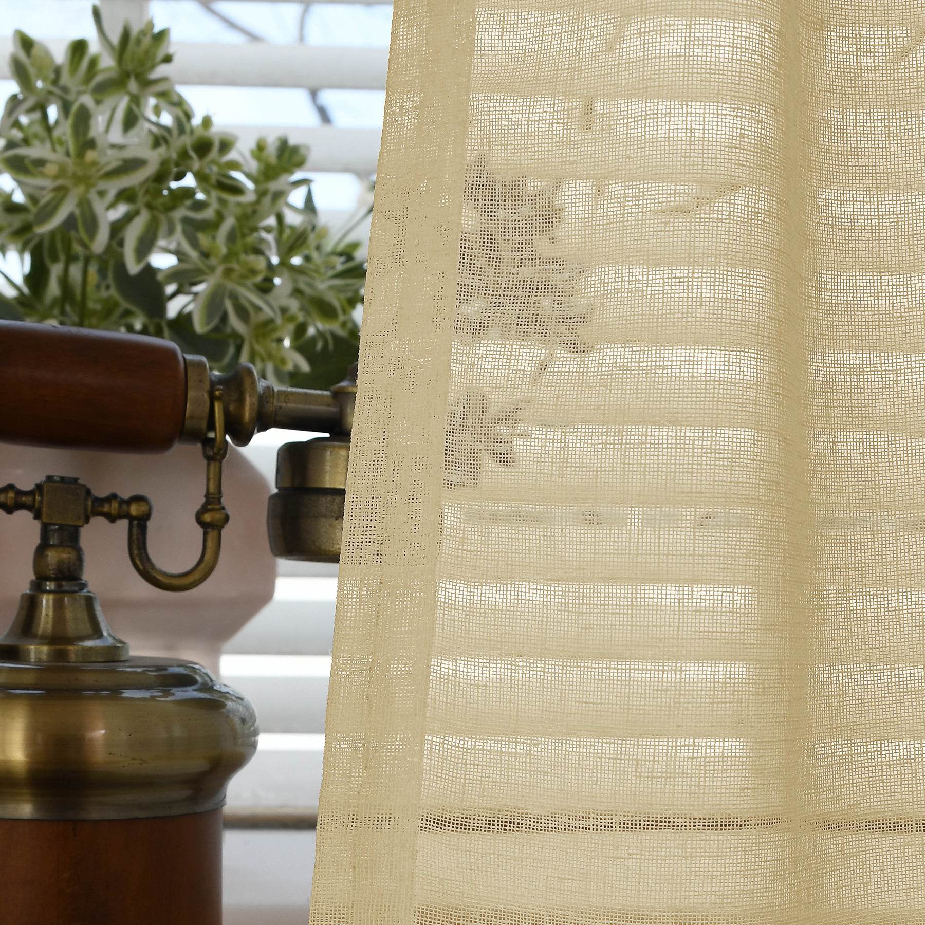 B01 Linen Textured Airy Sheer Curtain Pinch Pleat - Cololeaf