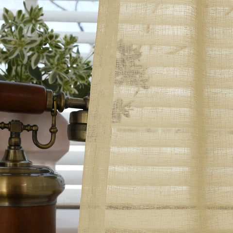 B01 Linen Textured Airy Sheer Curtain Pinch Pleat - Cololeaf