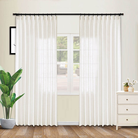 1908 Linen Blend Unlined Breathable & Natural Curtain Pinch Pleat - Cololeaf