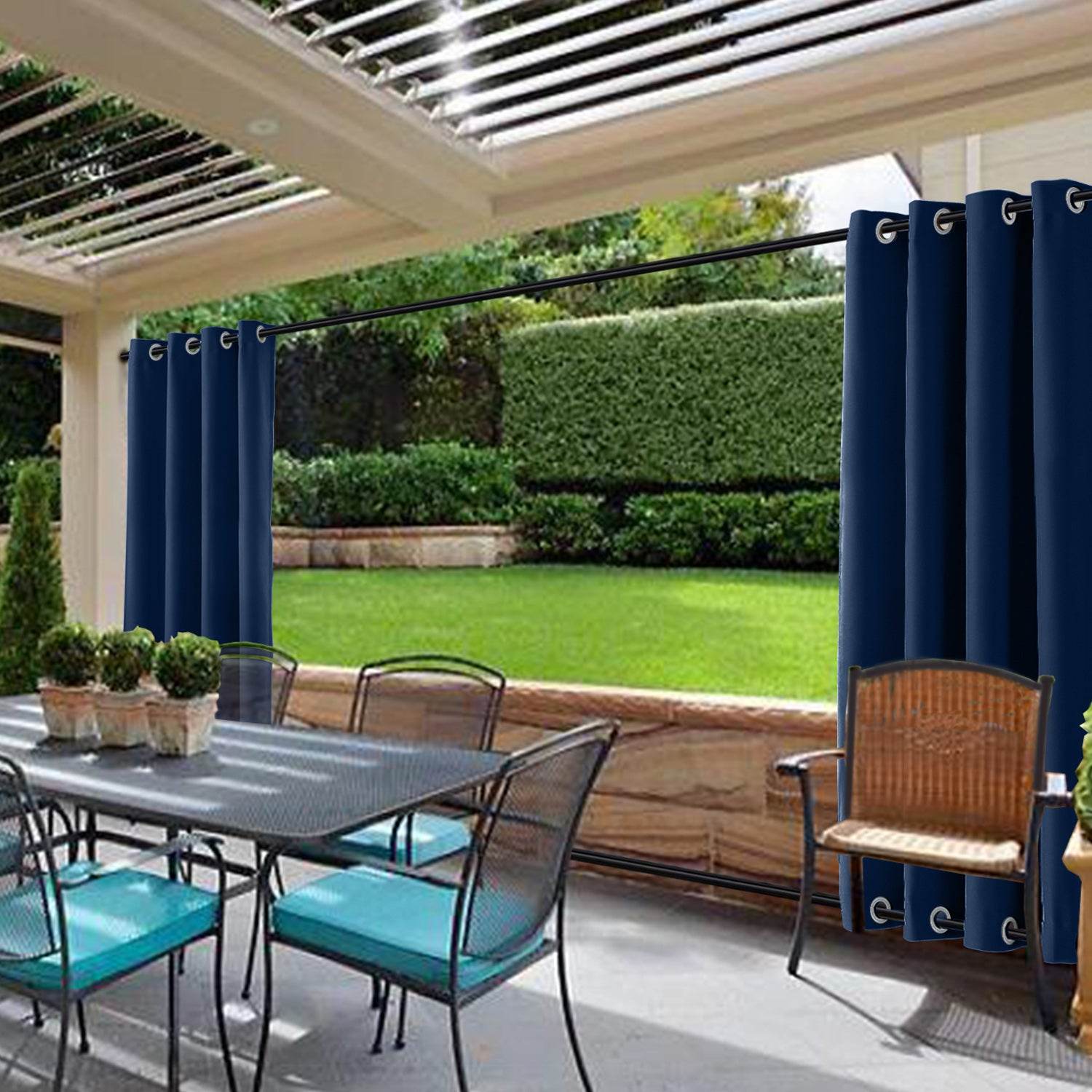 Rose Outdoor Curtains Waterproof Thermal Insulated Blackout Grommets At The Top and Bottom - Cololeaf