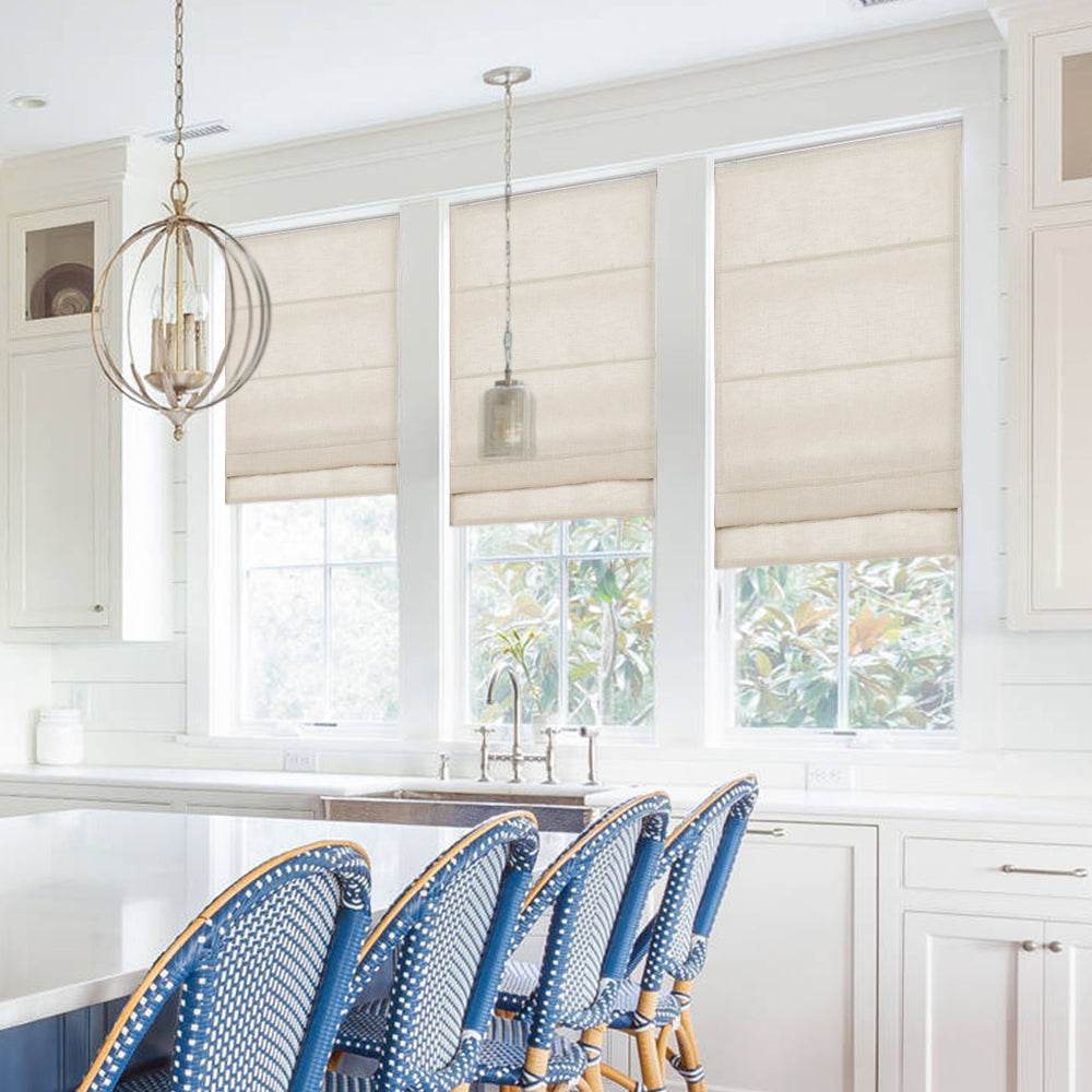 1908 Roman Shade Velcro Faux Linen Light Filtering, Blackout, Room Darkening, Installation Hardware Included - Cololeaf