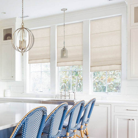 1908 Roman Shade Velcro Faux Linen Light Filtering, Blackout, Room Darkening, Installation Hardware Included - Cololeaf