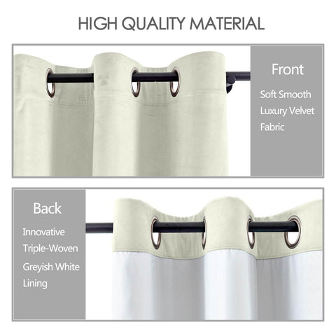 MJ11 Soft Velvet Blackout Drapes For Living Room Bedroom Grommet - Cololeaf