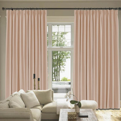 Capri Extra Wide Drape Solid Cotton Heavyweight Curtain Blackout Pinch Pleat - Cololeaf