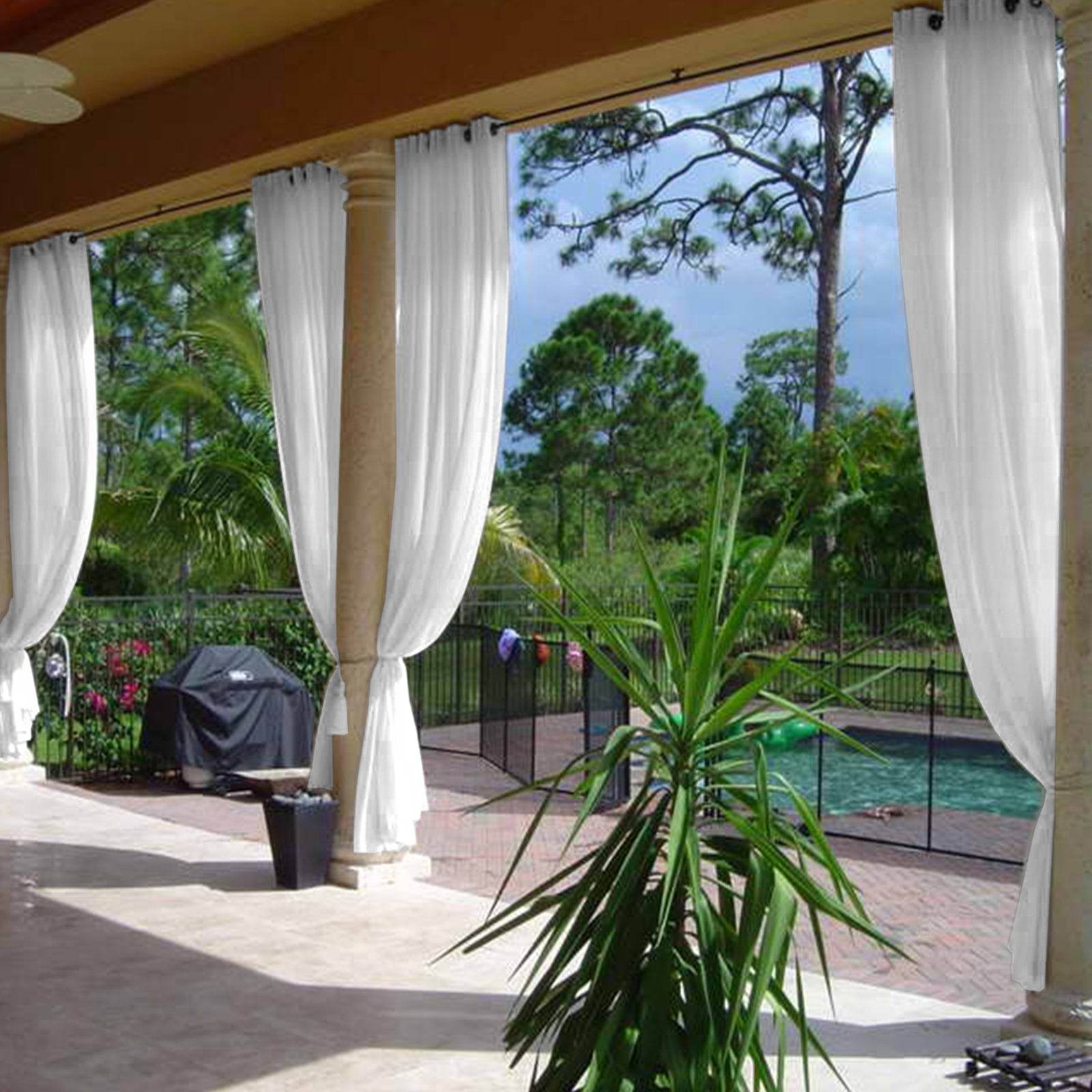 HN906 Semi-Sheer For Outdoor Indoor Living Room Bedroom Hotel Nickle Grommet - Cololeaf