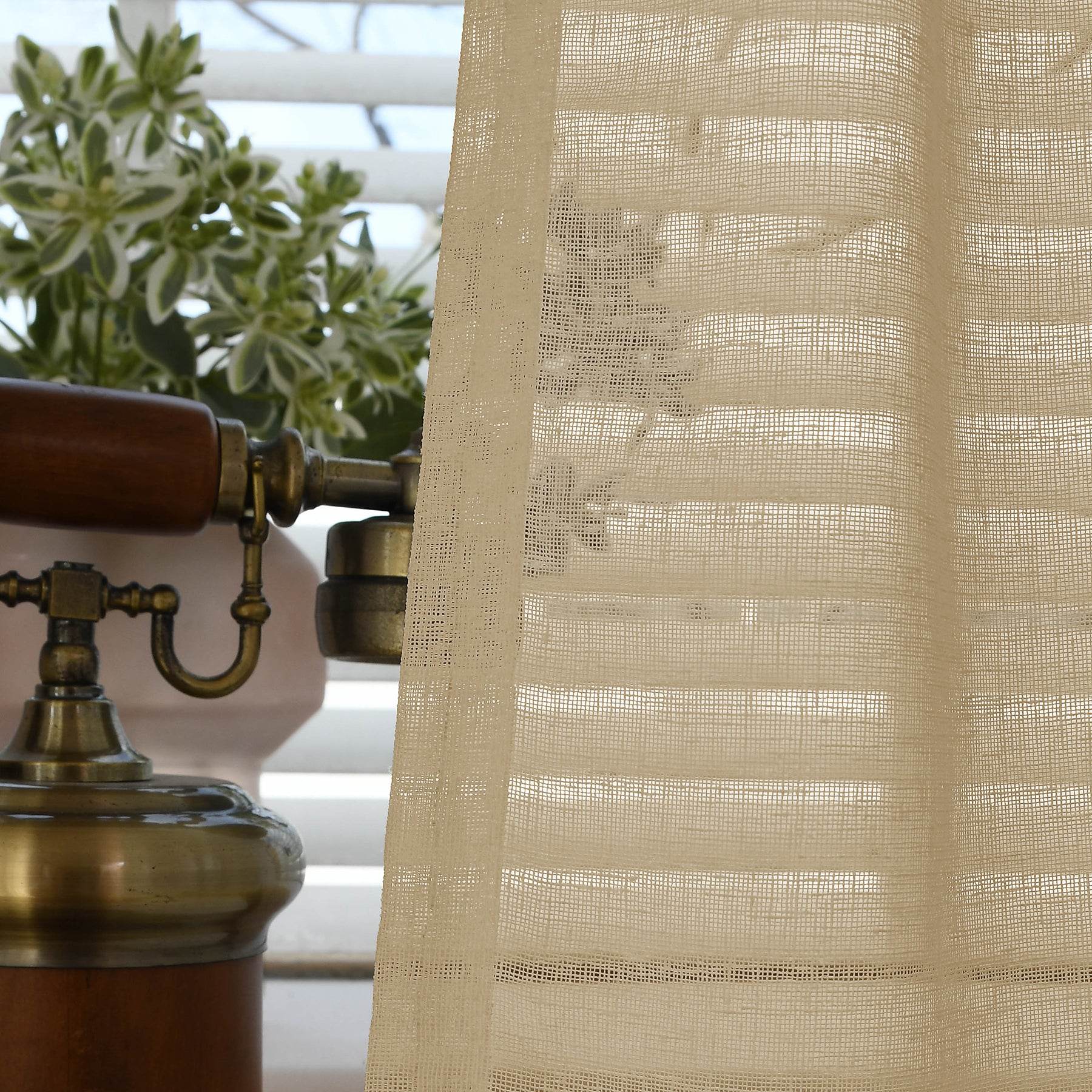 B01 Linen Textured Airy Sheer Curtain Pinch Pleat - Cololeaf