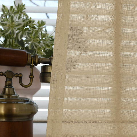 B01 Linen Textured Airy Sheer Curtain Pinch Pleat - Cololeaf
