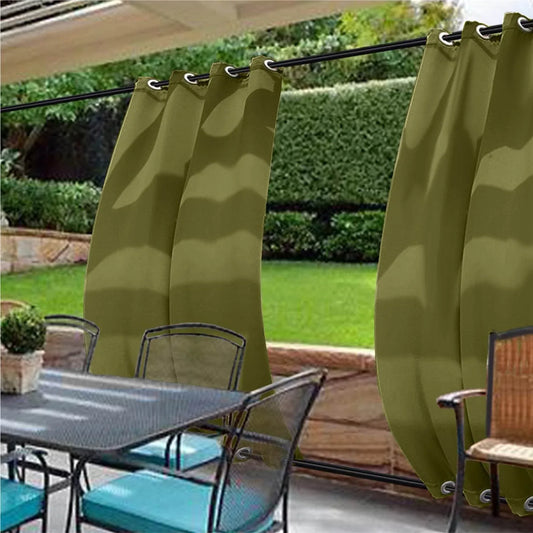 Rose Outdoor Curtains Waterproof Thermal Insulated Blackout Grommets At The Top and Bottom - Cololeaf -- Beige