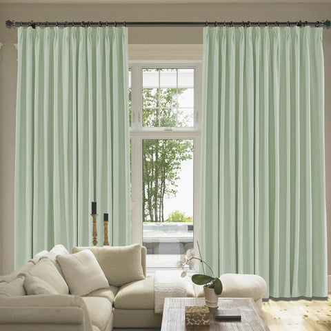 Capri Extra Wide Drape Solid Cotton Heavyweight Curtain Blackout Pinch Pleat - Cololeaf