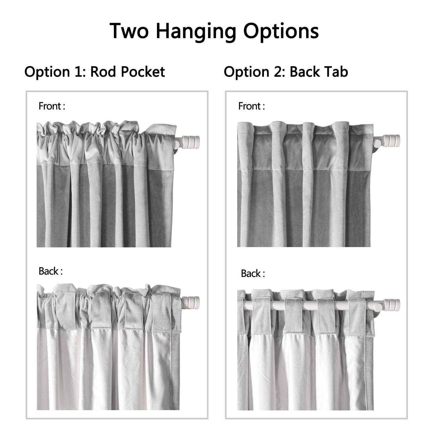 MJ11 Soft Soundproof Luxury Velvet Blackout Drapes Back Tab and Rod Pocket - Cololeaf
