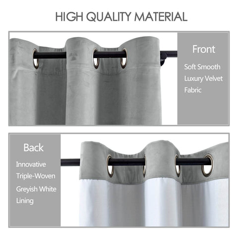 MJ11 Extra Long Soft Velvet Blackout Drapes For Loft Living Room Grommet - Cololeaf