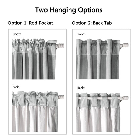 MJ11 Soft Soundproof Luxury Velvet Blackout Drapes Back Tab and Rod Pocket - Cololeaf