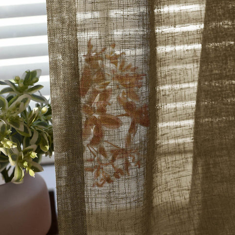 B01 Linen Textured Airy Sheer Curtain Pinch Pleat - Cololeaf