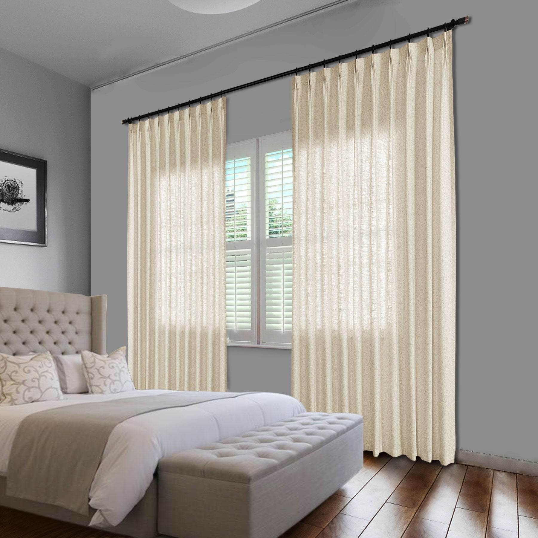 1908 Linen Blend Unlined Breathable & Natural Curtain Pinch Pleat - Cololeaf