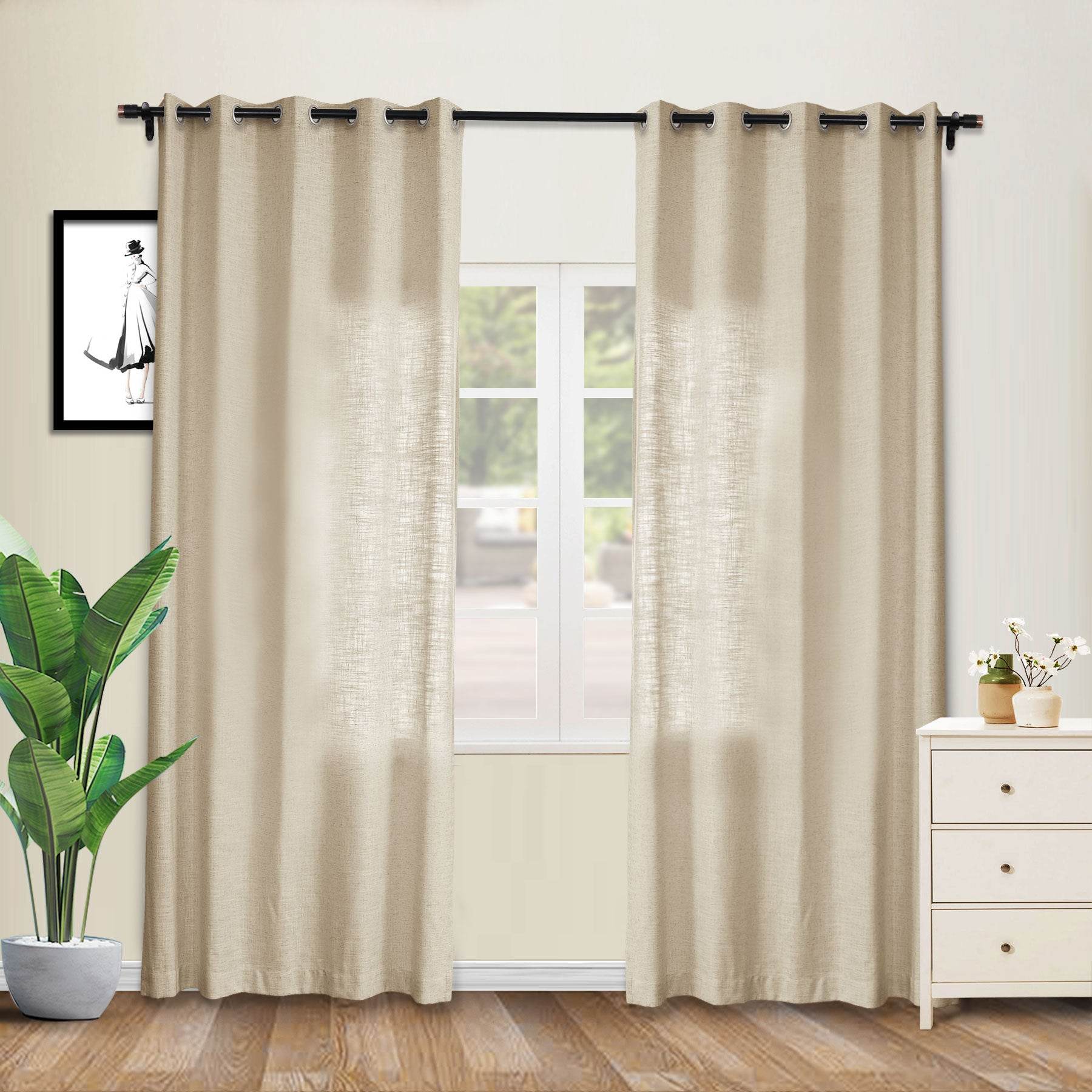 1908 Linen Blend Breathable & Natural Curtain Nickle Grommet - Cololeaf