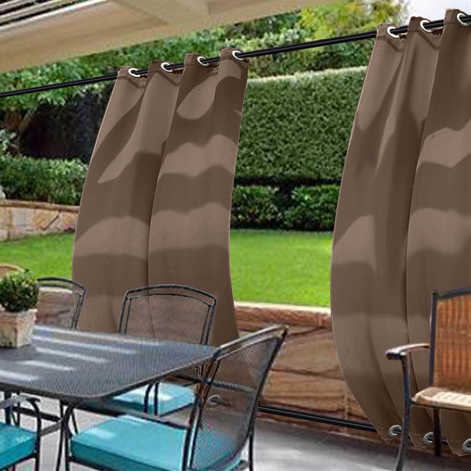 Rose Outdoor Curtains Waterproof Thermal Insulated Blackout Grommets At The Top and Bottom - Cololeaf