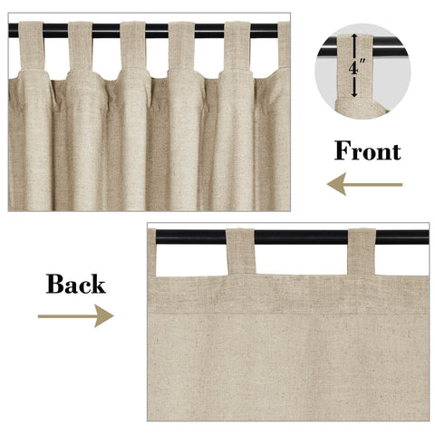 1908 Linen Blend Breathable & Natural Curtain Tab Top - Cololeaf