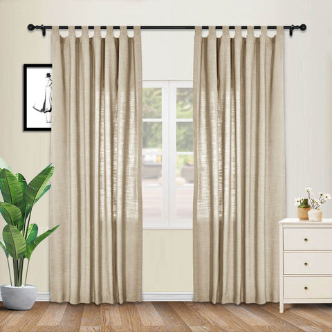 1908 Linen Blend Breathable & Natural Curtain Tab Top - Cololeaf