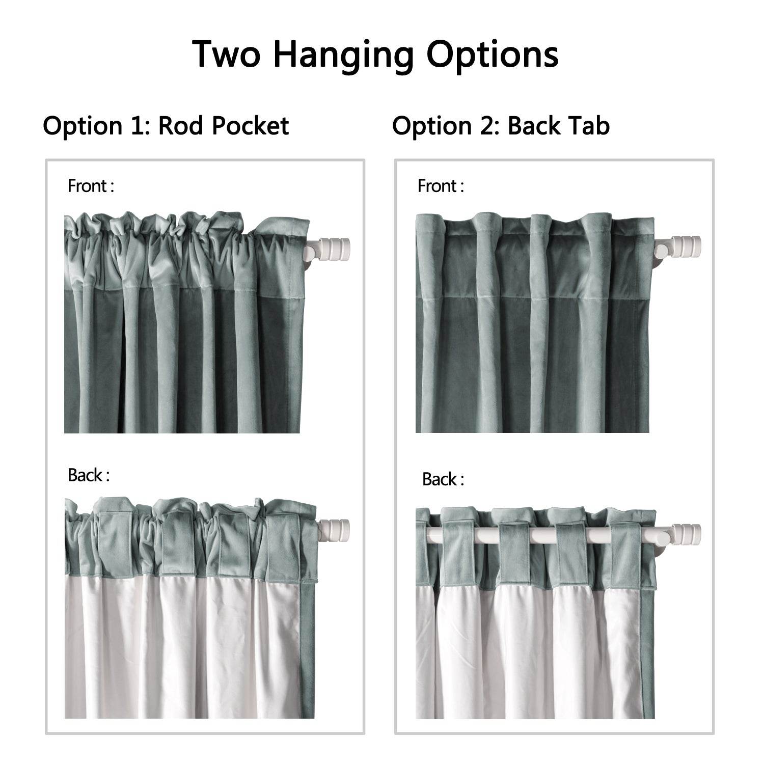MJ11 Soft Soundproof Luxury Velvet Blackout Drapes Back Tab and Rod Pocket - Cololeaf