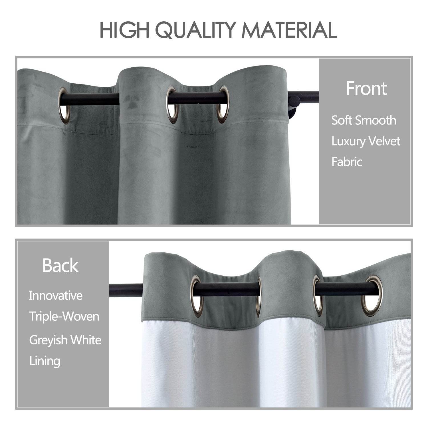 MJ11 Extra Long Soft Velvet Blackout Drapes For Loft Living Room Grommet - Cololeaf