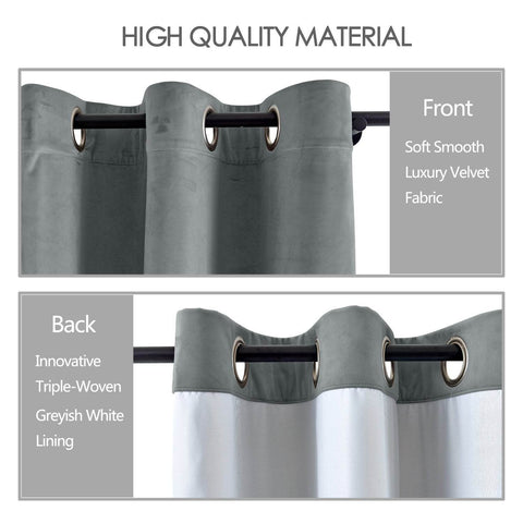 MJ11 Extra Long Soft Velvet Blackout Drapes For Loft Living Room Grommet - Cololeaf