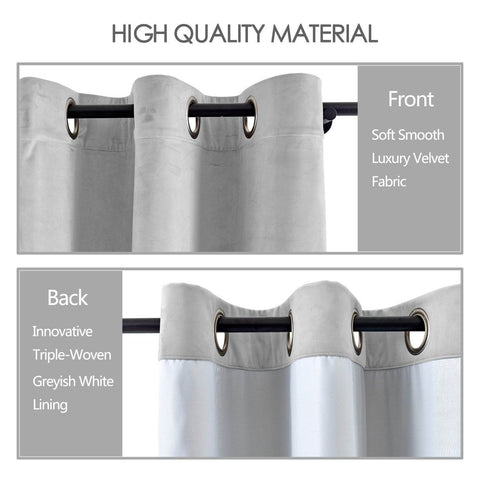 MJ11 Extra Long Soft Velvet Blackout Drapes For Loft Living Room Grommet - Cololeaf