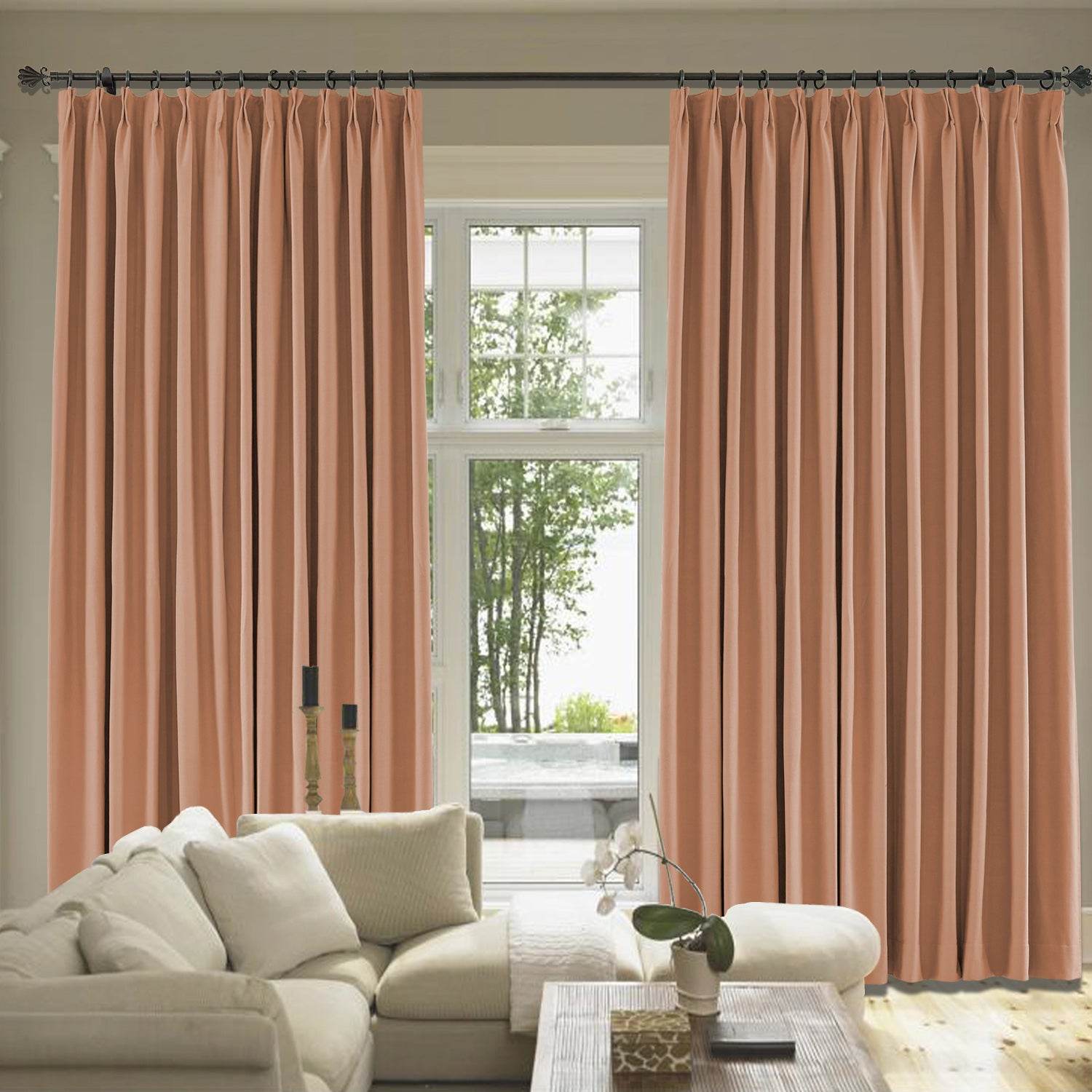 Capri Extra Wide Drape Solid Cotton Heavyweight Curtain Blackout Pinch Pleat - Cololeaf