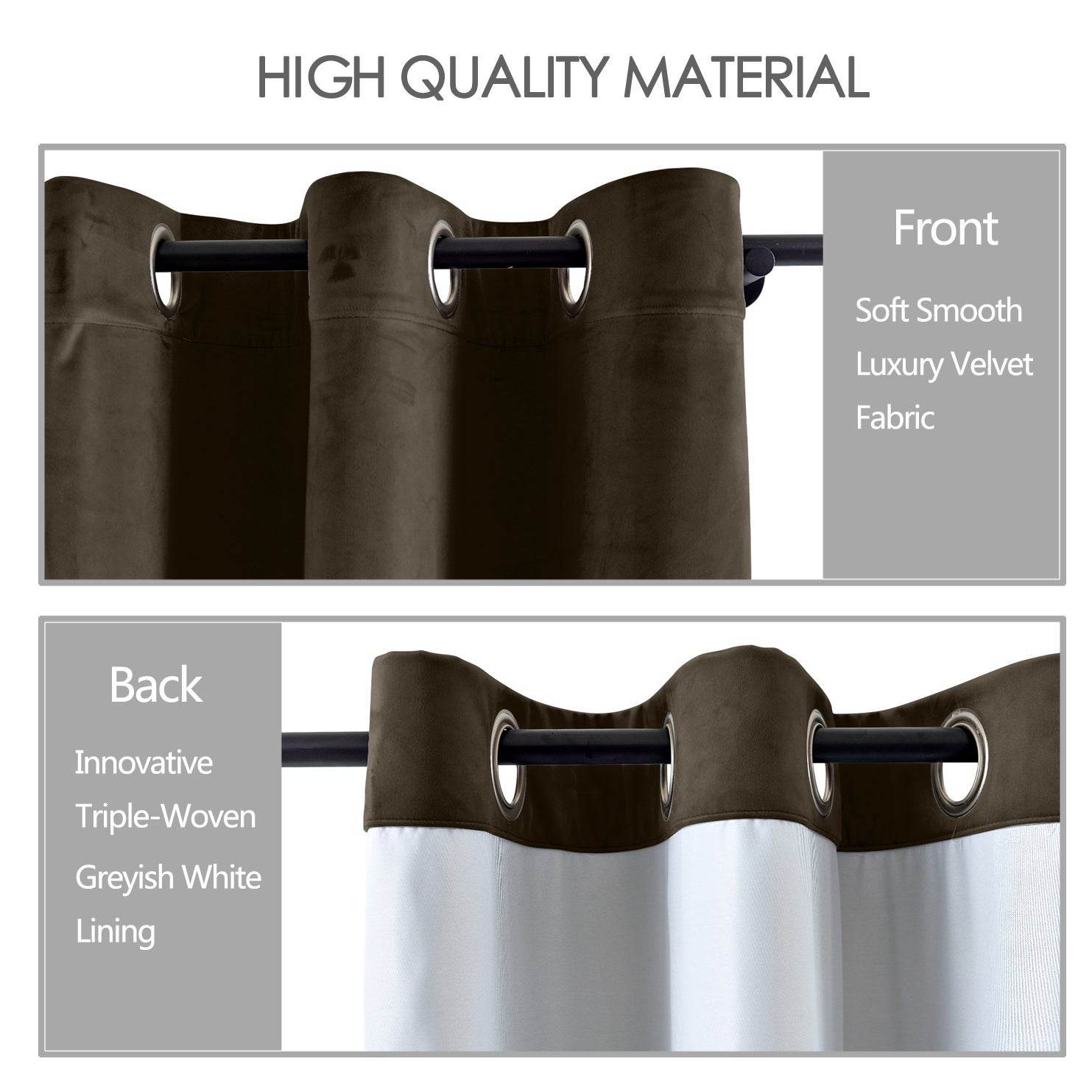 MJ11 Extra Long Soft Velvet Blackout Drapes For Loft Living Room Grommet - Cololeaf