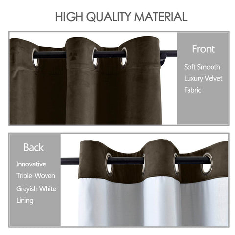 MJ11 Extra Long Soft Velvet Blackout Drapes For Loft Living Room Grommet - Cololeaf