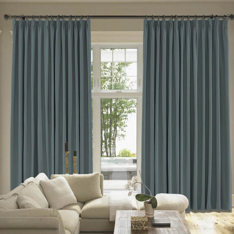 Capri Extra Wide Drape Solid Cotton Heavyweight Curtain Blackout Pinch Pleat - Cololeaf