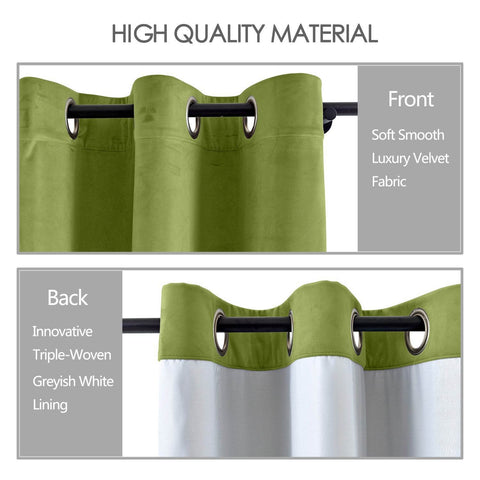 MJ11 Extra Long Soft Velvet Blackout Drapes For Loft Living Room Grommet - Cololeaf