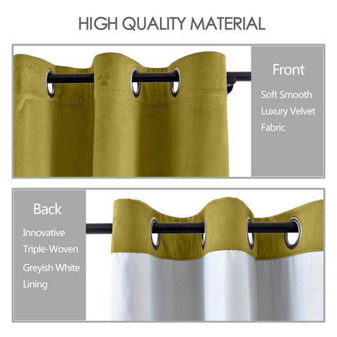 MJ11 Extra Long Soft Velvet Blackout Drapes For Loft Living Room Grommet - Cololeaf